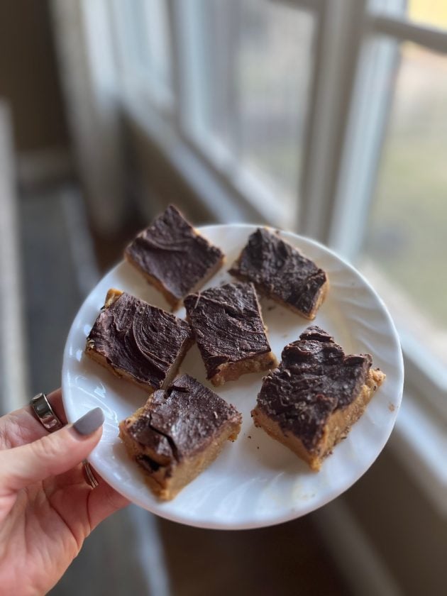 plate of peanut butter chocolate bars